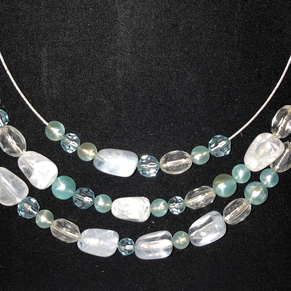 Statement Necklace NEW Blue, Clear Stones